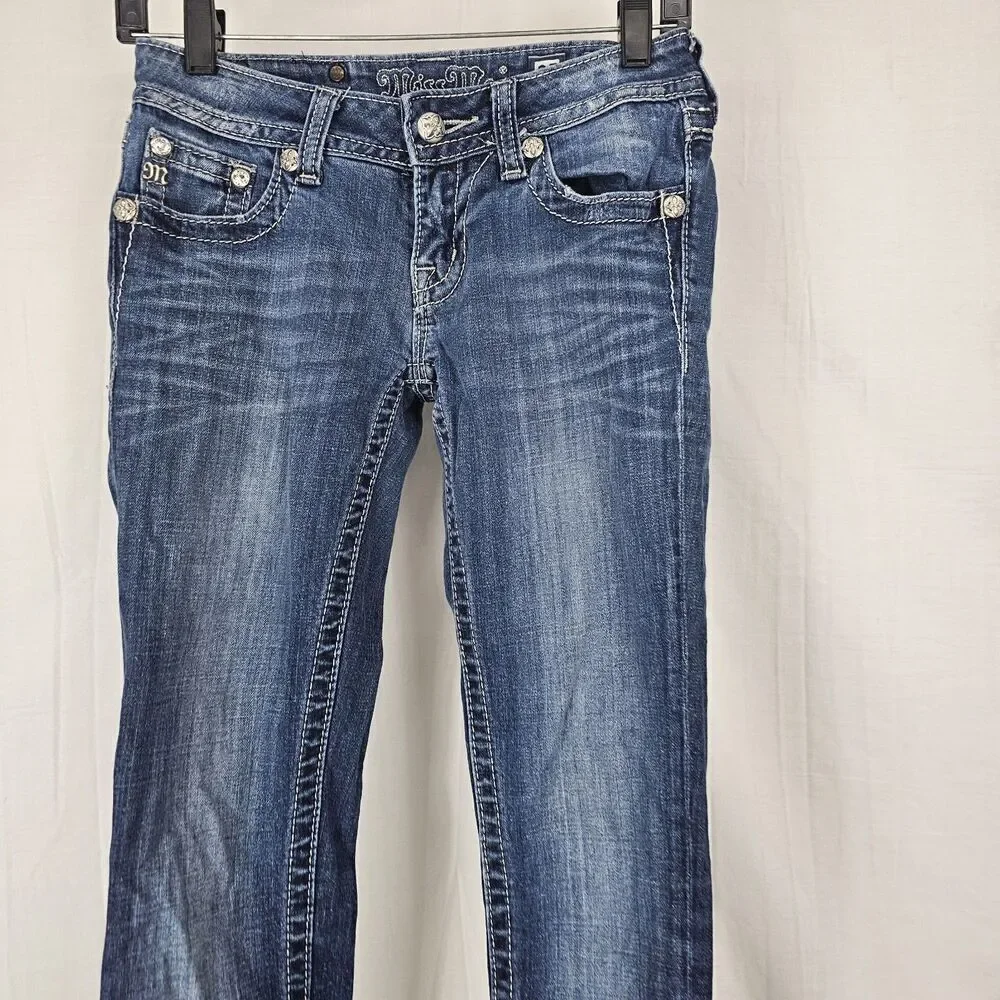 Miss Me JP548954 SKINNY  Metal Embellishments Rhinestones Thick Thread Womens 25